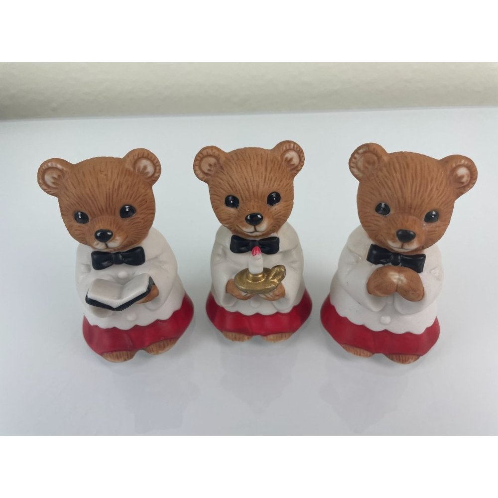 Set of 3 Homco Christmas Choir Robe Bears Ceramic Figures #5100, Holiday Decor - Picture 2 of 11